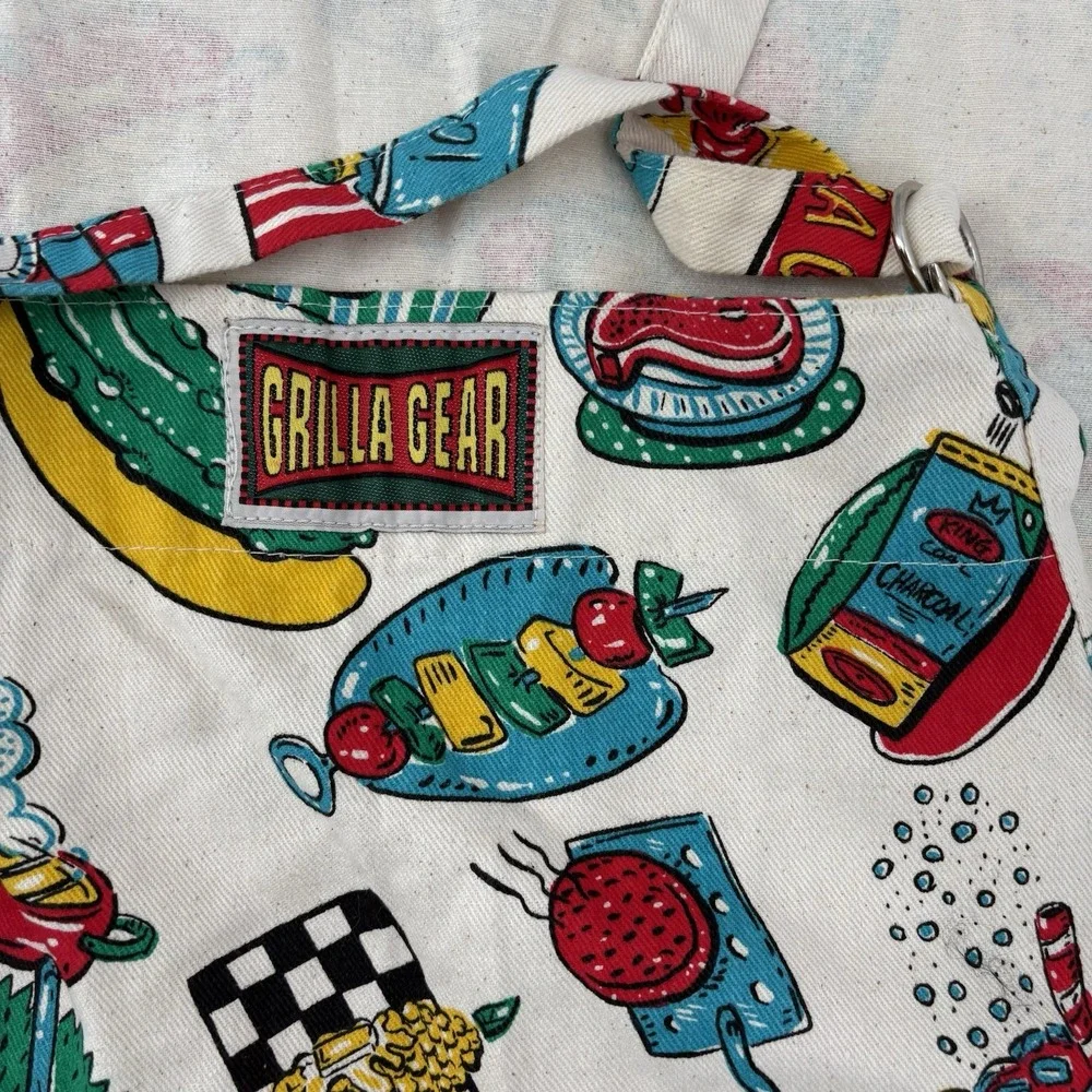 Vintage‎ NWT Grilla Gear Apron Colorful Apron With Gorilla Pattern Canvas